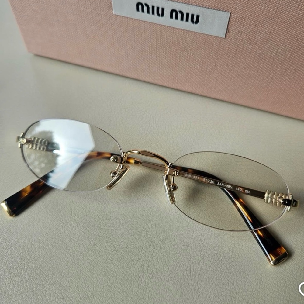 NEW MIU MIU SUNGLASSES MUA54S 5AK08N OVAL GOLD/CLEAR WOMEN MU A54S SMU A54